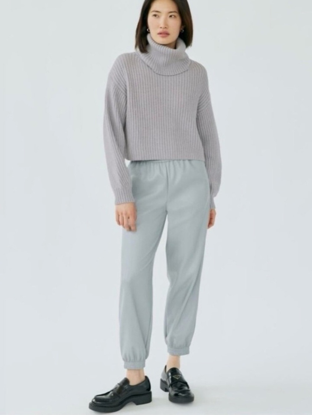 Babaton Faux Leather Jogger Grey